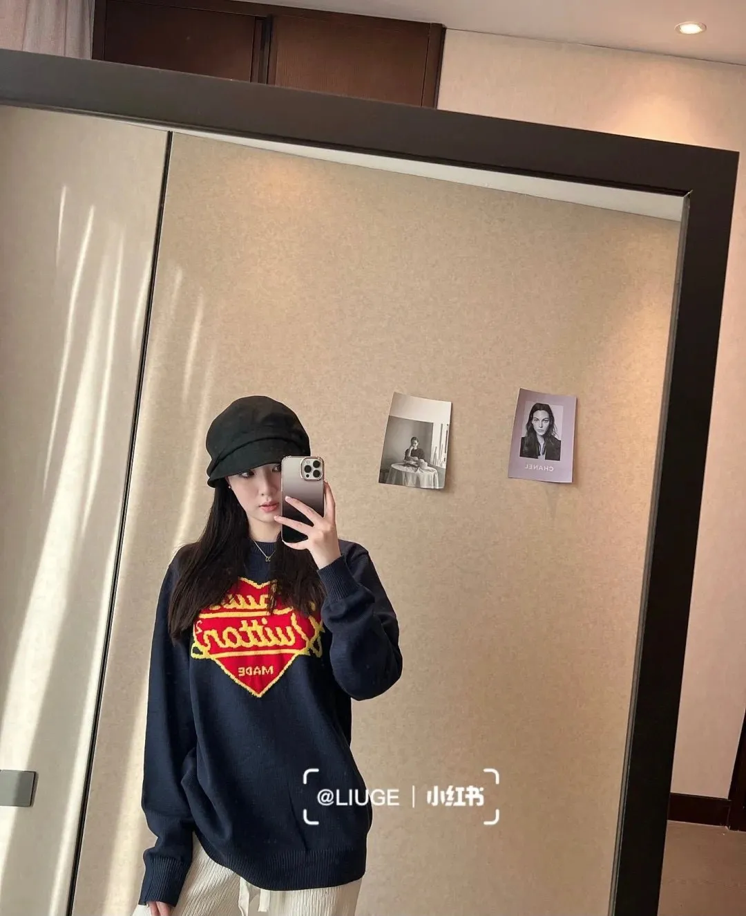 Louis Vuitton/Louis Vuitton love jacquard knitted crew neck sweater